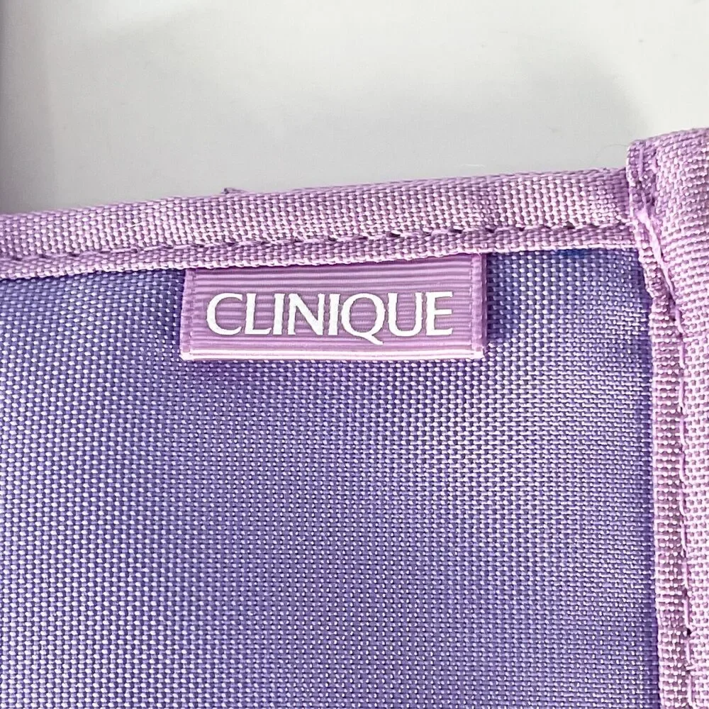 Clinique MakeUp Cosmetic Travel Carry Tote Bag Storage Lavender Purple New